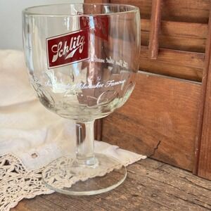 Vintage Schlitz Beer Goblet The Beer That Made Milwaukee Famous Thumbprint Glass